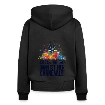 Cologne Kölle Carnaval Gebützt Kölle Alaaf Jeck Party - Sweat à capuche zippé Premium bio Femme - noir - Dos - Julia (174cm)