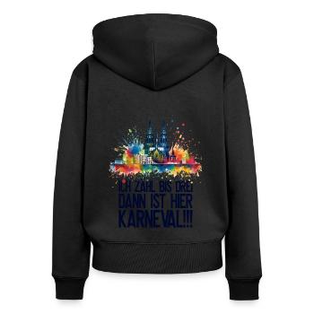 Köln Kölle Karneval Gebützt Kölle Alaaf Jeck Party - Frauen Premium Bio Zip Hoodie - Schwarz - Hinten - Julia (174cm)