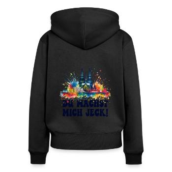 Köln Kölle Karneval Gebützt Kölle Alaaf Jeck Party - Frauen Premium Bio Zip Hoodie - Schwarz - Hinten - Julia (174cm)