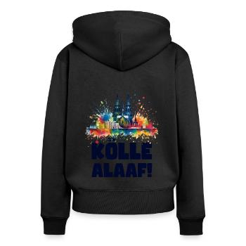 Köln Kölle Karneval Gebützt Kölle Alaaf Jeck Party - Frauen Premium Bio Zip Hoodie - Schwarz - Hinten - Julia (174cm)