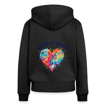 Köln Karneval Alaaf Jeck Party Konfetti Herz - Frauen Premium Bio Zip Hoodie - Schwarz - Hinten - Julia (174cm)