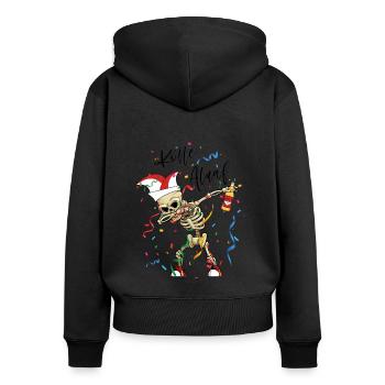 Karneval Kölle Alaaf Dabbing Skelett Fun - Frauen Premium Bio Zip Hoodie - Schwarz - Hinten - Julia (174cm)