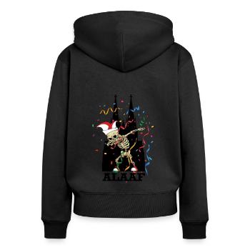 Karneval Kölle Alaaf Dabbing Skelett Fun - Frauen Premium Bio Zip Hoodie - Schwarz - Hinten - Julia (174cm)