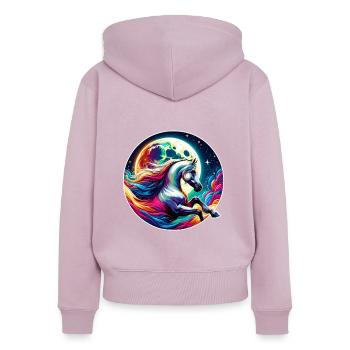 Art du cheval arabe - Sweat à capuche zippé Premium bio Femme - rose poudré - Dos - Julia (174cm)
