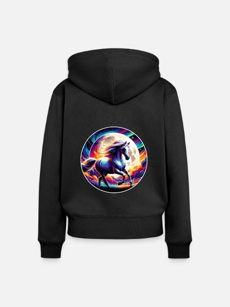 Arabische Pferdekunst - Frauen Premium Bio Zip Hoodie - Schwarz
