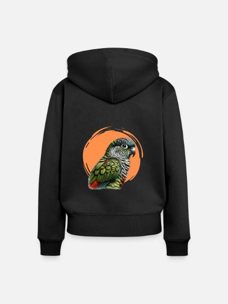 Grünwangige Conure-Kunst - Frauen Premium Bio Zip Hoodie - Schwarz