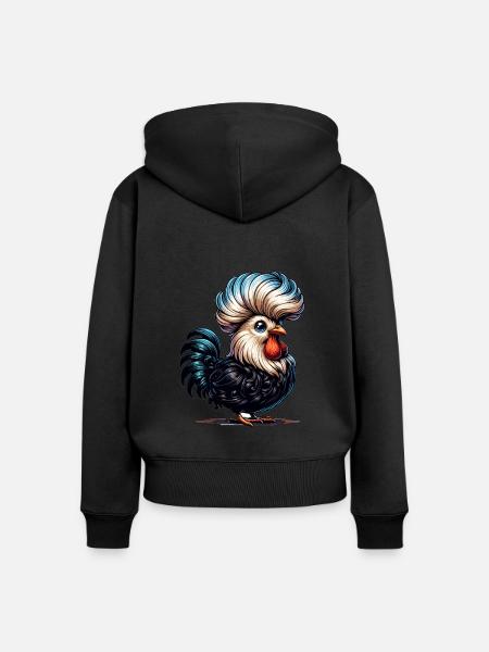 Polnisches Schopfhuhn Polnisches Huhn - Frauen Premium Bio Zip Hoodie - Schwarz