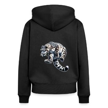 Schneeleopard Leopard Weißer Leopard - Frauen Premium Bio Zip Hoodie - Schwarz - Hinten - Julia (174cm)
