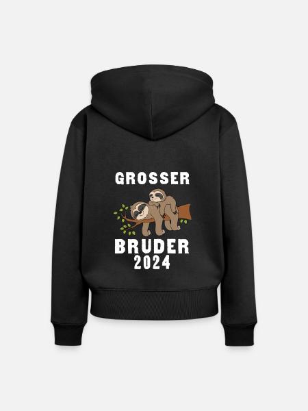Großer Bruder 2024 - Frauen Premium Bio Zip Hoodie - Schwarz