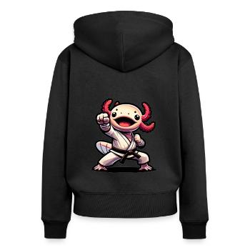 Drôle Arts Martiaux Enfants Axolotl Karaté Kickboxing - Sweat à capuche zippé Premium bio Femme - noir - Dos - Julia (174cm)