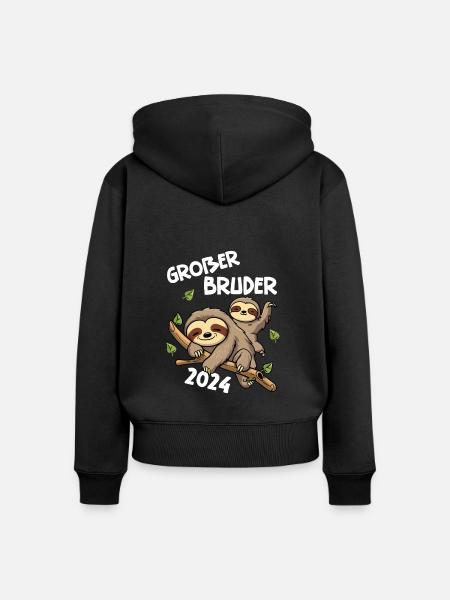 Großer Bruder 2024 - Frauen Premium Bio Zip Hoodie - Schwarz
