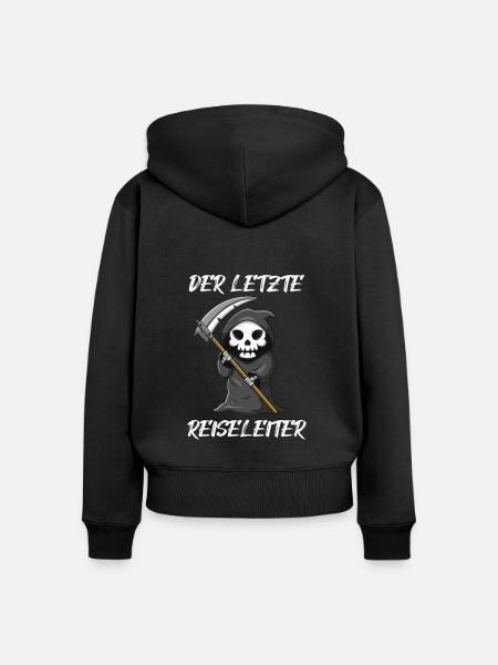 Der letzte Reiseleiter Sensenmann - Frauen Premium Bio Zip Hoodie - Schwarz