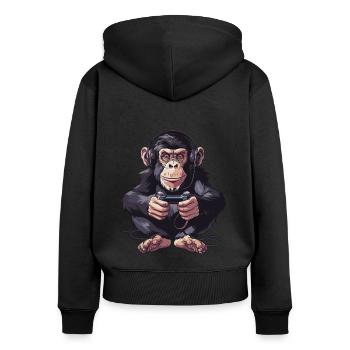 Schimpansen Videospiel - Frauen Premium Bio Zip Hoodie - Schwarz - Hinten - Julia (174cm)