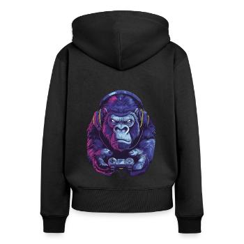 Gorilla Videospiel - Frauen Premium Bio Zip Hoodie - Schwarz - Hinten - Julia (174cm)