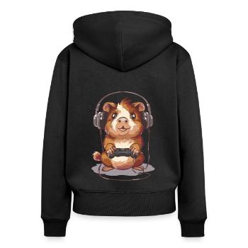 Guinée Jeu Vidéo - Sweat à capuche zippé Premium bio Femme - noir - Dos - Julia (174cm)