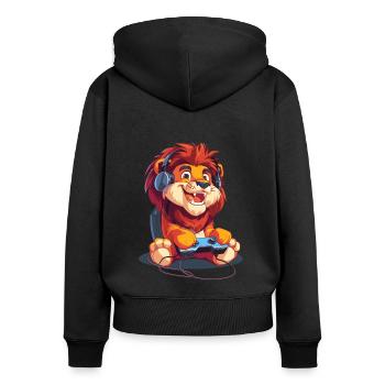Löwen Videospiel - Frauen Premium Bio Zip Hoodie - Schwarz - Hinten - Julia (174cm)