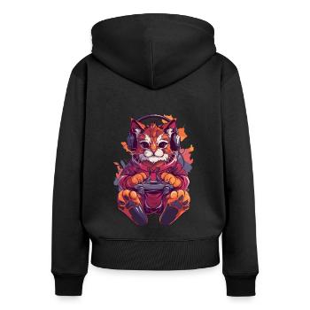 Maine Videospiel - Frauen Premium Bio Zip Hoodie - Schwarz - Hinten - Julia (174cm)