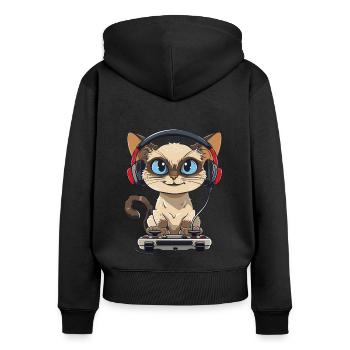 Siamesisches Videospiel - Frauen Premium Bio Zip Hoodie - Schwarz - Hinten - Julia (174cm)