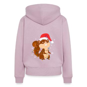 Eichhörnchen Weihnachten - Frauen Premium Bio Zip Hoodie - Altrosa - Hinten - Julia (174cm)