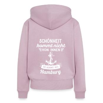 Hamburg Hansestadt Norddeutsch Plattdeutsch - Frauen Premium Bio Zip Hoodie - Altrosa - Hinten - Julia (174cm)