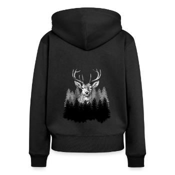 Jäger Bergsteiger Wanderer Hirsch - Frauen Premium Bio Zip Hoodie - Schwarz - Hinten - Julia (174cm)