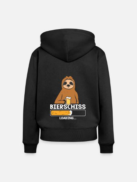Bierschiss Loading Bier Faultier - Frauen Premium Bio Zip Hoodie - Schwarz