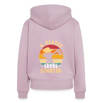 Début du niveau de la 4e année - Sweat à capuche zippé Premium bio Femme - rose poudré - Dos - Julia (174cm)
