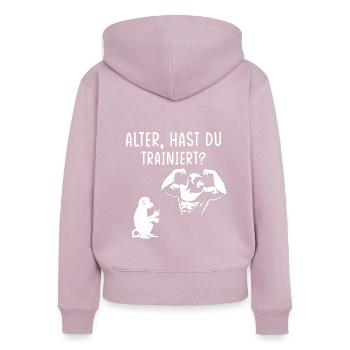 T-shirt de gymnastique drôle de remise en forme Gym d’entraînement - Sweat à capuche zippé Premium bio Femme - rose poudré - Dos - Julia (174cm)
