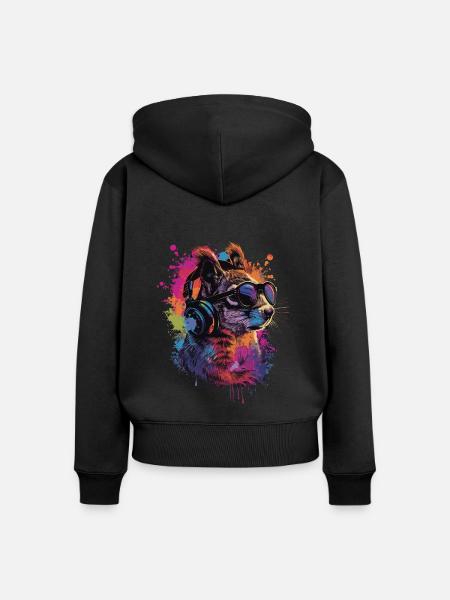 Eichhörnchen - Frauen Premium Bio Zip Hoodie - Schwarz