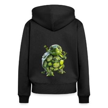 Salade de concombre tortue - Sweat à capuche zippé Premium bio Femme - noir - Dos - Julia (174cm)