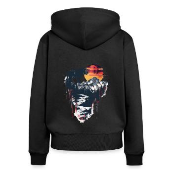 Tigre - Sweat à capuche zippé Premium bio Femme - noir - Dos - Julia (174cm)