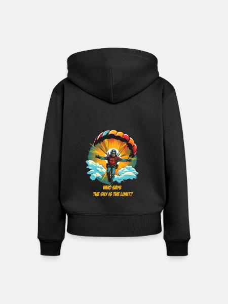 Parachutiste drôle - Dessin animé de parachutisme - Sweat à capuche zippé Premium bio Femme - noir