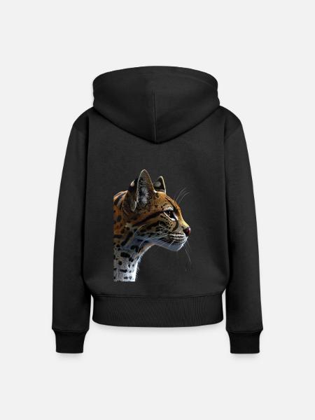 Ozelot - Frauen Premium Bio Zip Hoodie - Schwarz