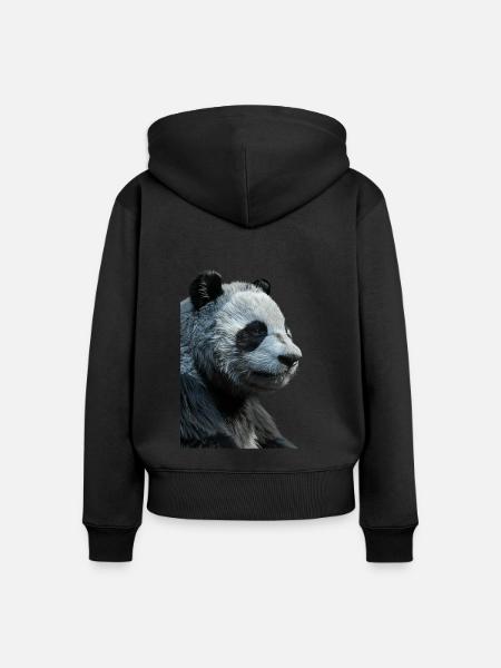 Panda - Frauen Premium Bio Zip Hoodie - Schwarz
