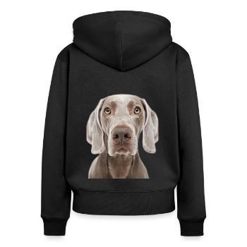 Weimaraner - Frauen Premium Bio Zip Hoodie - Schwarz - Hinten - Julia (174cm)