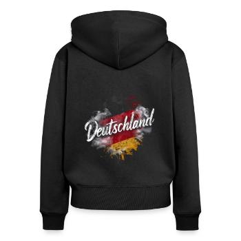 Allemagne Allemand Allemand GER Almanya Alemania - Sweat à capuche zippé Premium bio Femme - noir - Dos - Julia (174cm)