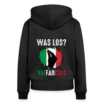 Italien Italiener Vaffanculo - Frauen Premium Bio Zip Hoodie - Schwarz - Hinten - Julia (174cm)