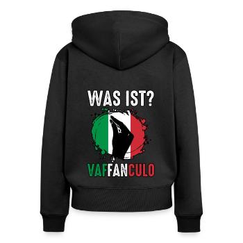 Italien Italiener Vaffanculo - Frauen Premium Bio Zip Hoodie - Schwarz - Hinten - Julia (174cm)