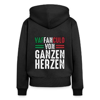 Italien Italiener Vaffanculo - Frauen Premium Bio Zip Hoodie - Schwarz - Hinten - Julia (174cm)