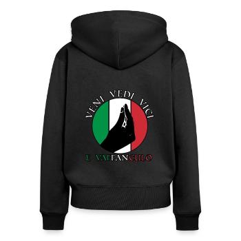 Italie Vaffanculo italien - Sweat à capuche zippé Premium bio Femme - noir - Dos - Julia (174cm)