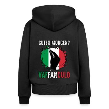 Italien Italiener Vaffanculo - Frauen Premium Bio Zip Hoodie - Schwarz - Hinten - Julia (174cm)