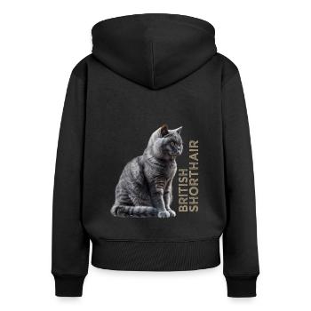 British shorthair - Women's Premium Organic Zip Hoodie - black - Back - Julia (174cm)