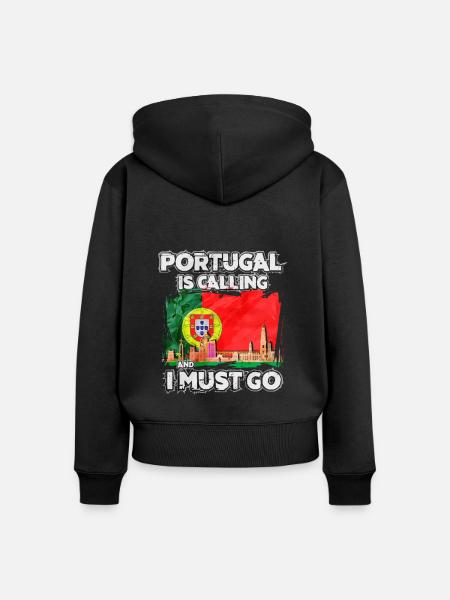 Portugal - Frauen Premium Bio Zip Hoodie - Schwarz