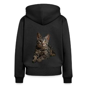 Egyptian Mau - Frauen Premium Bio Zip Hoodie - Schwarz - Hinten - Julia (174cm)