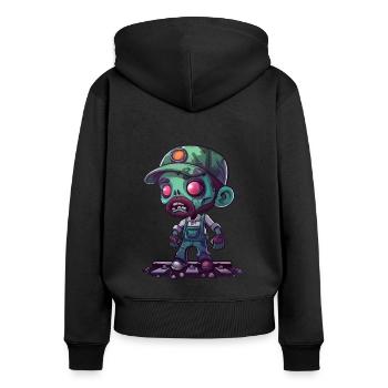 Halloween des cheminots - Sweat à capuche zippé Premium bio Femme - noir - Dos - Julia (174cm)