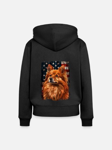 Finnischer Spitz, Amerika Usa - Frauen Premium Bio Zip Hoodie - Schwarz