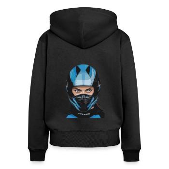 Motorradfahrerin Motorrad Frau - Frauen Premium Bio Zip Hoodie - Schwarz - Hinten - Julia (174cm)