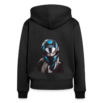 Motorradfahrerin Motorrad Frau - Frauen Premium Bio Zip Hoodie - Schwarz - Hinten - Julia (174cm)