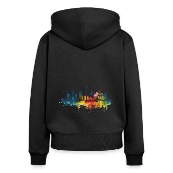 Jump - Women's Premium Organic Zip Hoodie - black - Back - Julia (174cm)
