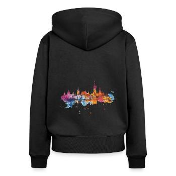 St. Ingbert - Frauen Premium Bio Zip Hoodie - Schwarz - Hinten - Julia (174cm)
